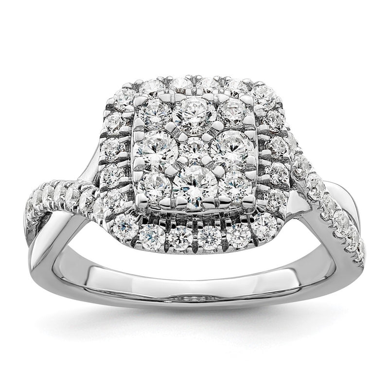 14k White Gold 1 Ct. Lab Grown Diamond VS/SI+ G+ Complete Cluster Engagement Ring
