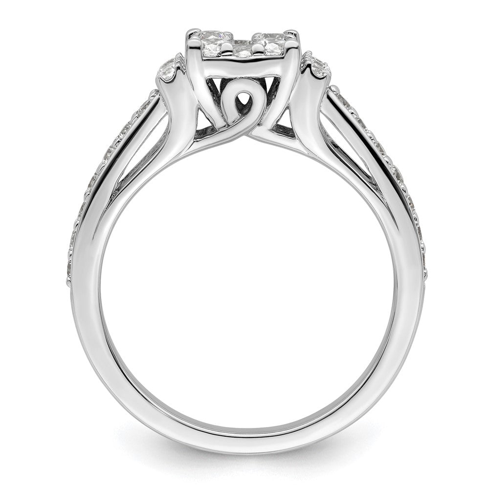 14k White Gold 3/4 Ct. Lab Grown Diamond VS/SI+ G+ Complete Cluster Engagement Ring