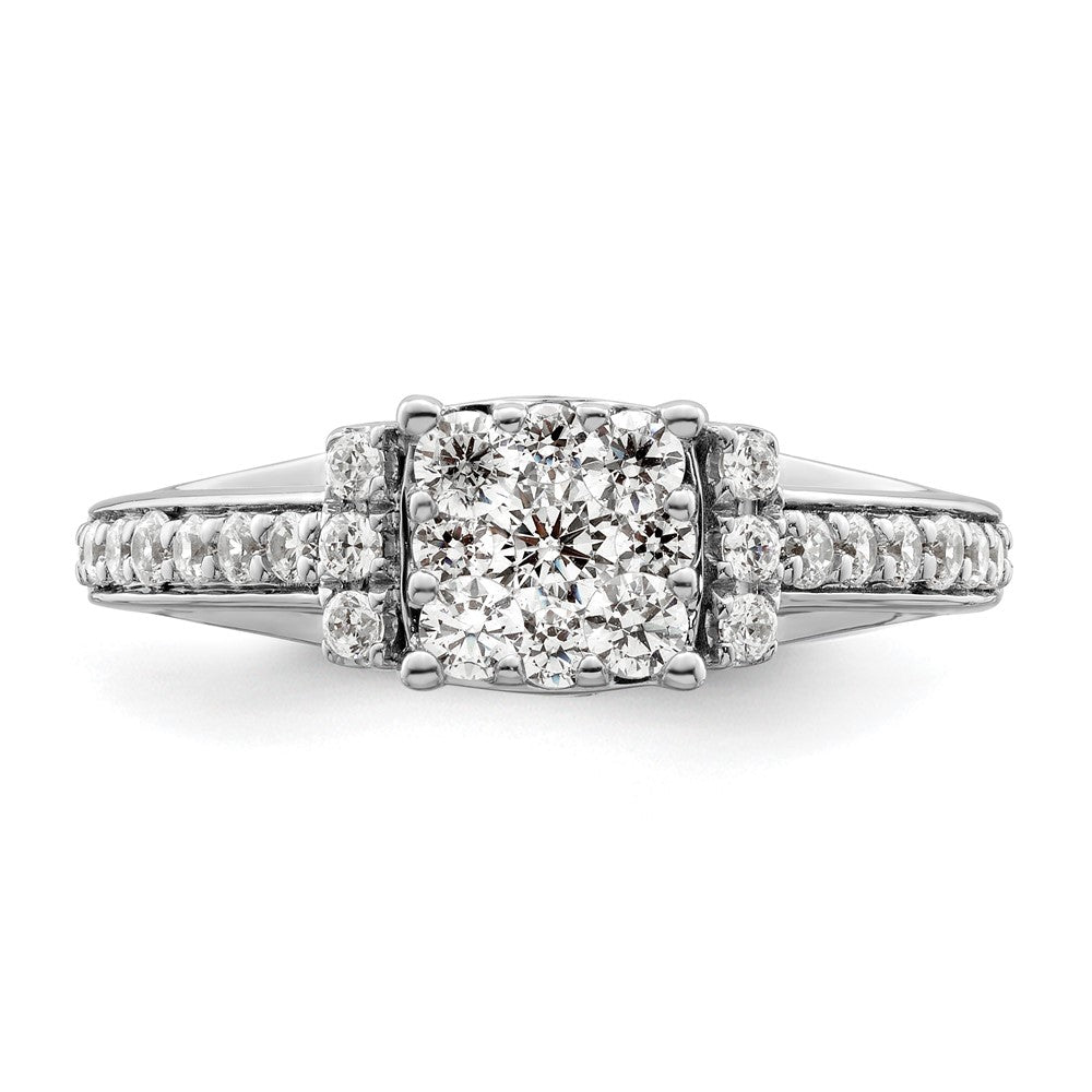 14k White Gold 3/4 Ct. Lab Grown Diamond VS/SI+ G+ Complete Cluster Engagement Ring