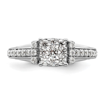 14k White Gold 3/4 Ct. Lab Grown Diamond VS/SI+ G+ Complete Cluster Engagement Ring
