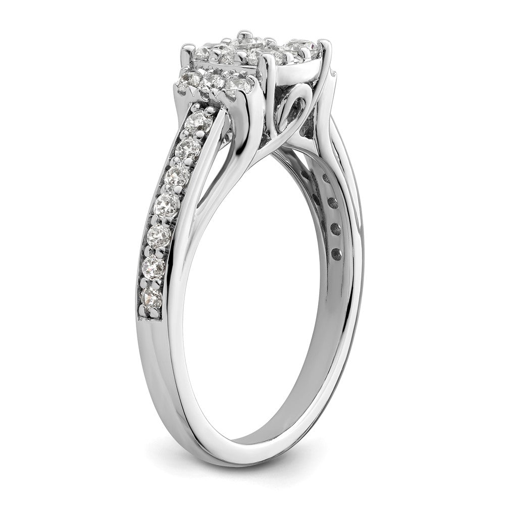 14k White Gold 3/4 Ct. Lab Grown Diamond VS/SI+ G+ Complete Cluster Engagement Ring