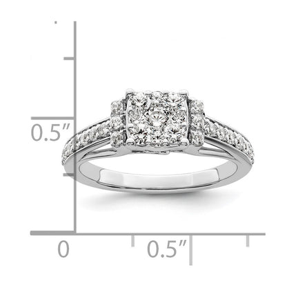 14k White Gold 3/4 Ct. Lab Grown Diamond VS/SI+ G+ Complete Cluster Engagement Ring