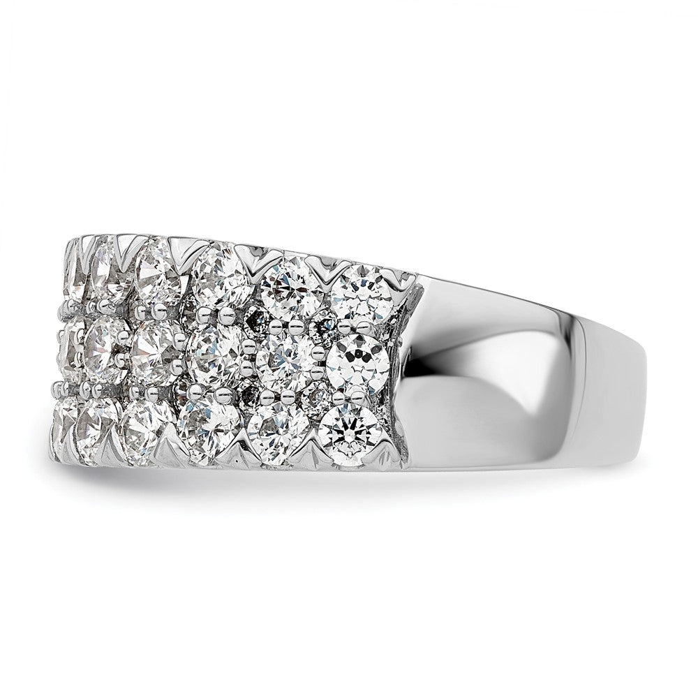14k White Gold 2 Ct. Lab Grown Diamond VS/SI+ G+ Triple Row Fashion Band Ring