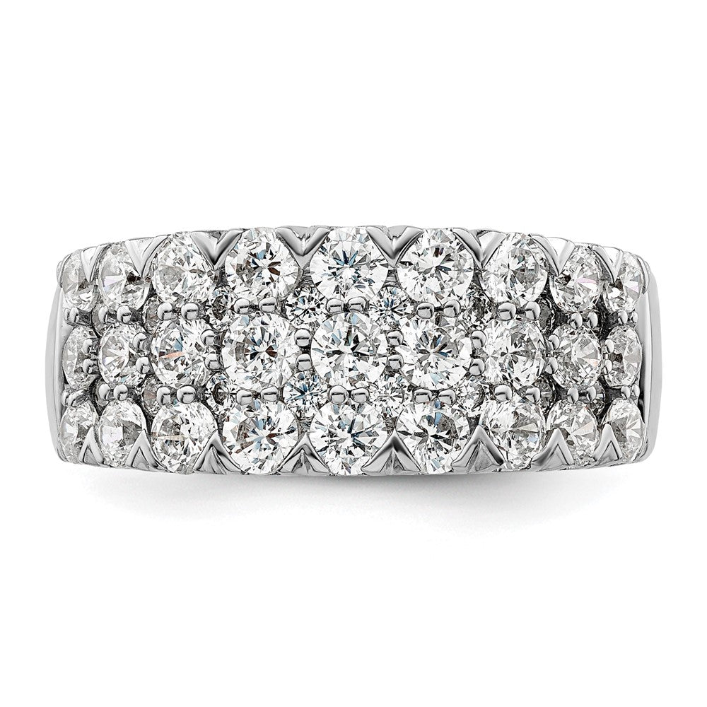 14k White Gold 2 Ct. Lab Grown Diamond VS/SI+ G+ Triple Row Fashion Band Ring