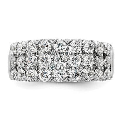 14k White Gold 2 Ct. Lab Grown Diamond VS/SI+ G+ Triple Row Fashion Band Ring
