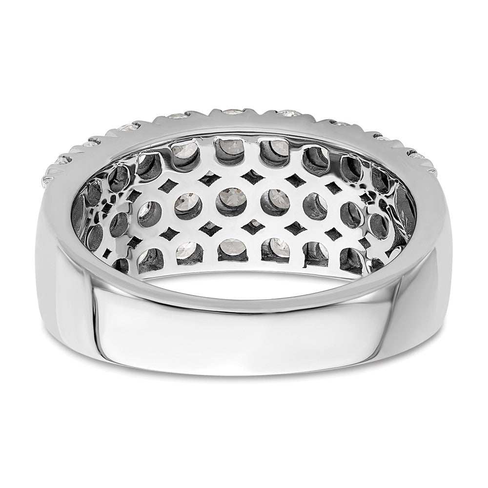 14k White Gold 2 Ct. Lab Grown Diamond VS/SI+ G+ Triple Row Fashion Band Ring