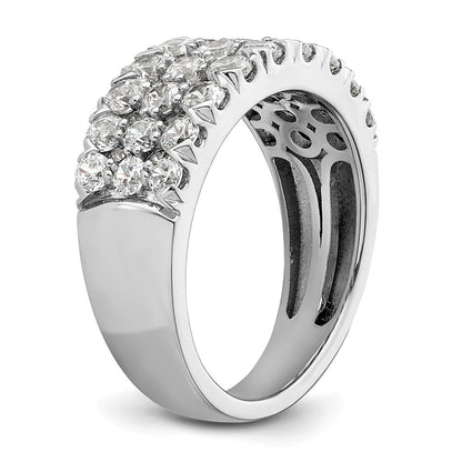 14k White Gold 2 Ct. Lab Grown Diamond VS/SI+ G+ Triple Row Fashion Band Ring