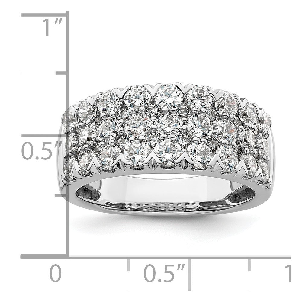 14k White Gold 2 Ct. Lab Grown Diamond VS/SI+ G+ Triple Row Fashion Band Ring