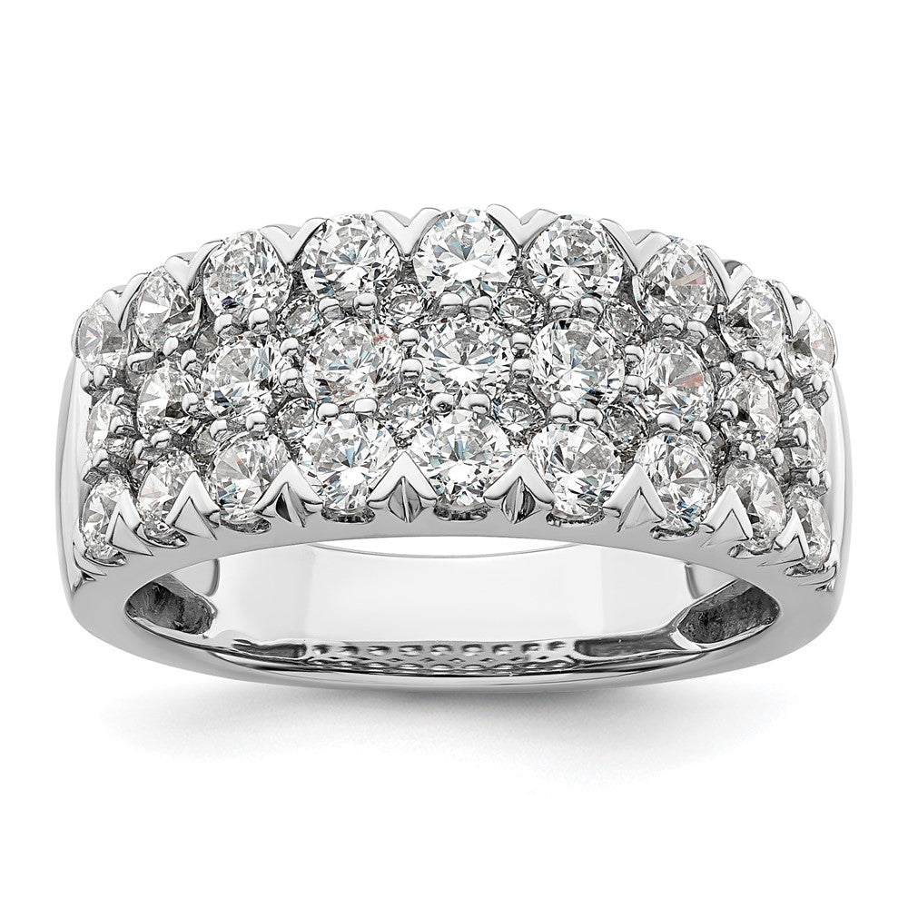 14k White Gold 2 Ct. Lab Grown Diamond VS/SI+ G+ Triple Row Fashion Band Ring