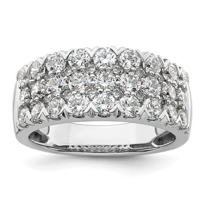 14k White Gold 2 Ct. Lab Grown Diamond VS/SI+ G+ Triple Row Fashion Band Ring