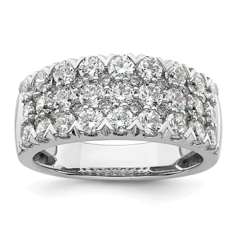 14k White Gold 2 Ct. Lab Grown Diamond VS/SI+ G+ Triple Row Fashion Band Ring