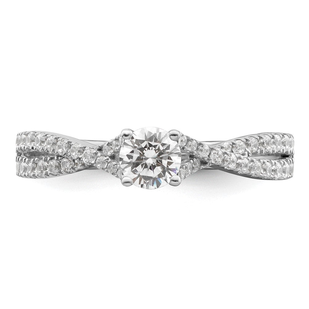 14K White Gold Criss Cross 5/8 Carat Tw. Diamond Complete Engagement Ring