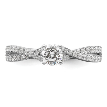 14K White Gold Criss Cross 5/8 Carat Tw. Diamond Complete Engagement Ring