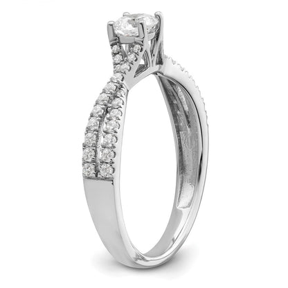14K White Gold Criss Cross 5/8 Carat Tw. Diamond Complete Engagement Ring