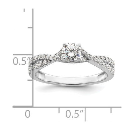 14K White Gold Criss Cross 5/8 Carat Tw. Diamond Complete Engagement Ring
