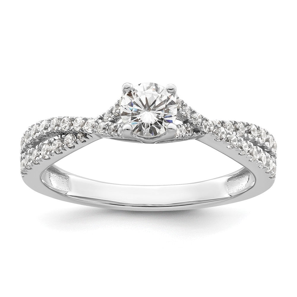 14K White Gold Criss Cross 5/8 Carat Tw. Diamond Complete Engagement Ring