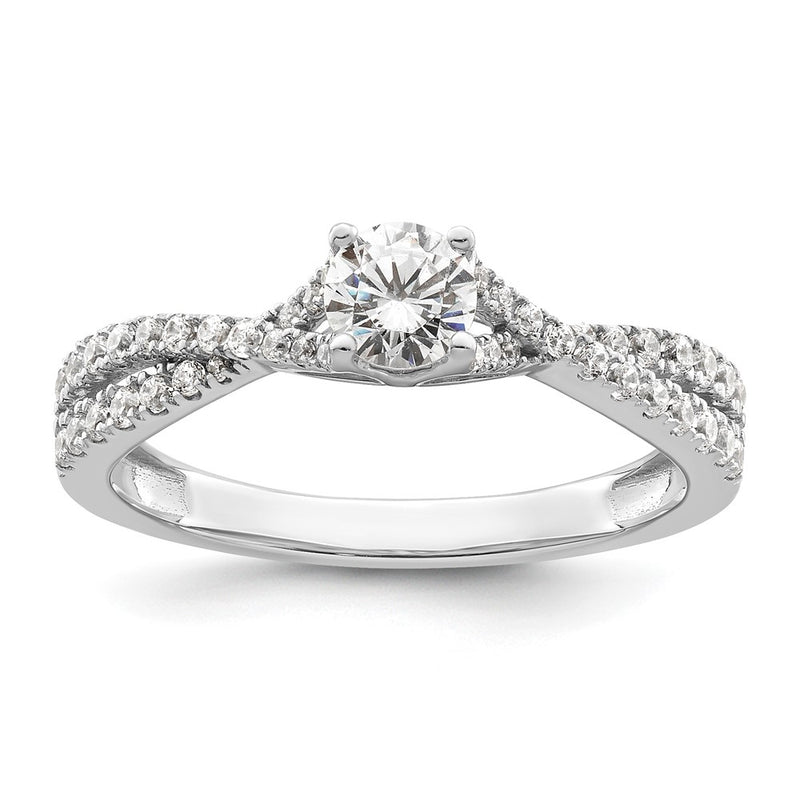 14K White Gold Criss Cross 5/8 Carat Tw. Diamond Complete Engagement Ring