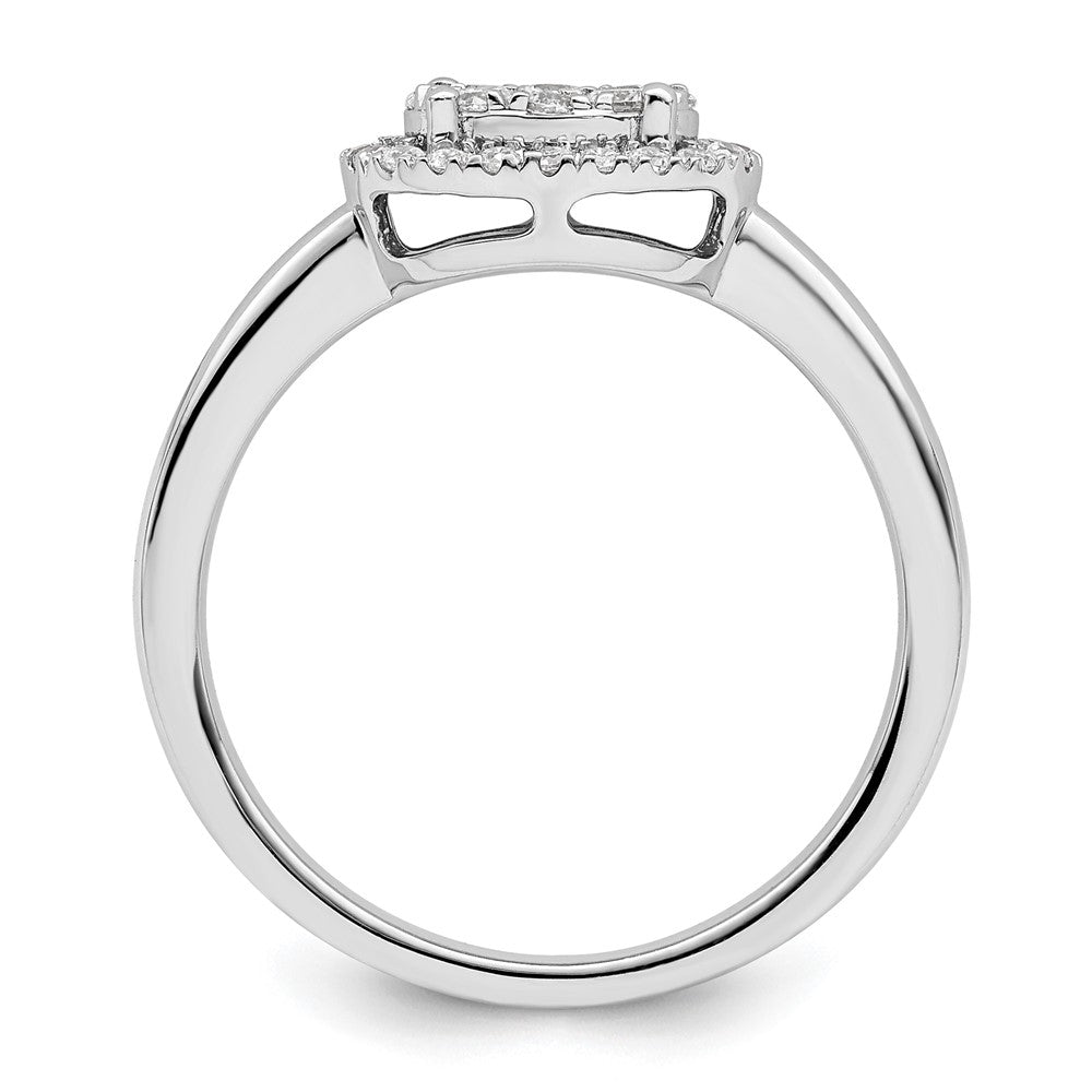 14K White Gold Oval Halo Cluster 1/3 Carat Diamond Complete Engagement Ring