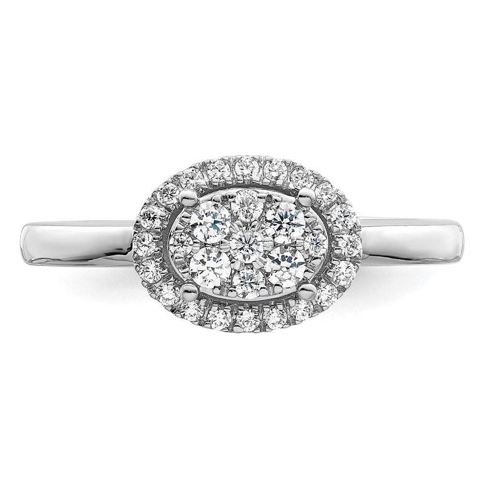 14K White Gold Oval Halo Cluster 1/3 Carat Diamond Complete Engagement Ring