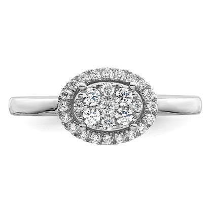 14K White Gold Oval Halo Cluster 1/3 Carat Diamond Complete Engagement Ring