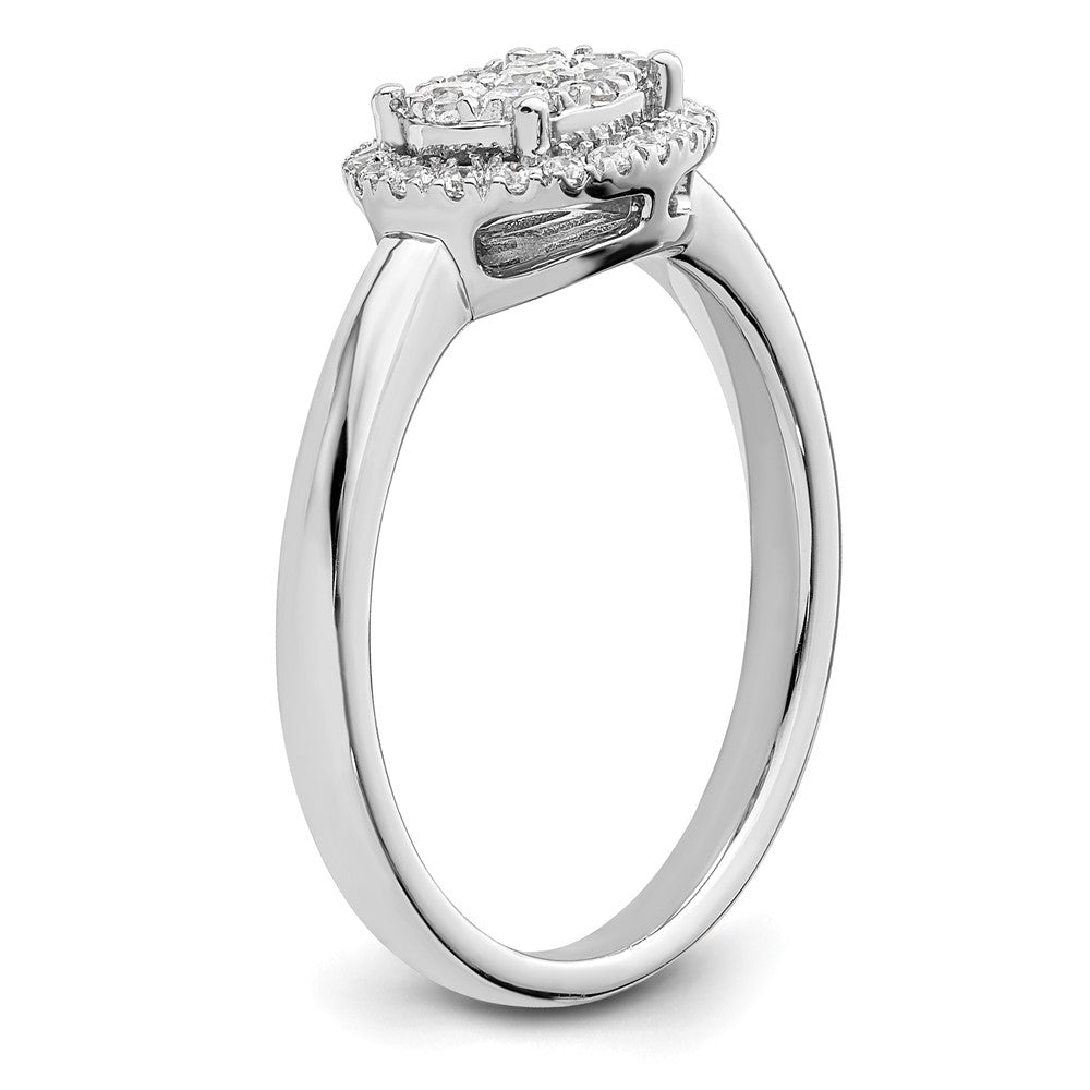 14K White Gold Oval Halo Cluster 1/3 Carat Diamond Complete Engagement Ring