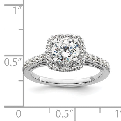 14K White Gold Halo Plus (Holds 1 Carat (6.5mm) Round Center) 1/2 Diamond Semi Mount Engagement Ring