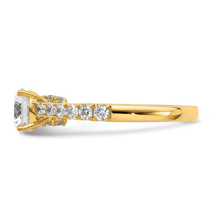14K Yellow Gold Vintage (Holds 1 Carat 6.5mm) Round Center) 1/2 Diamond Semi Mount Engagement Ring
