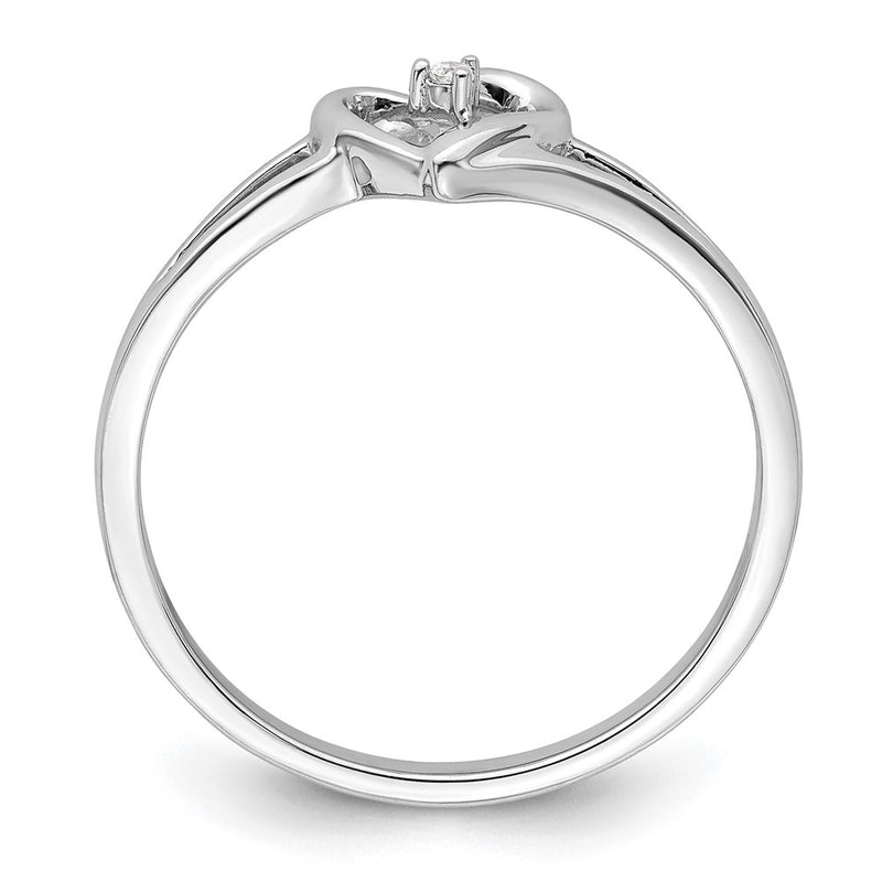 14K White Gold First Promise Heart .01 Carat Round Diamond Complete Promise/Engagement Ring
