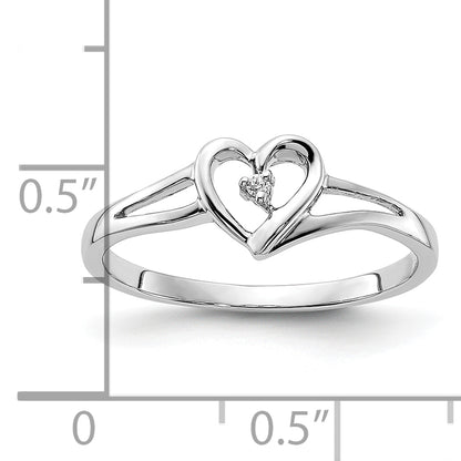 14K White Gold First Promise Heart .01 Carat Round Diamond Complete Promise/Engagement Ring
