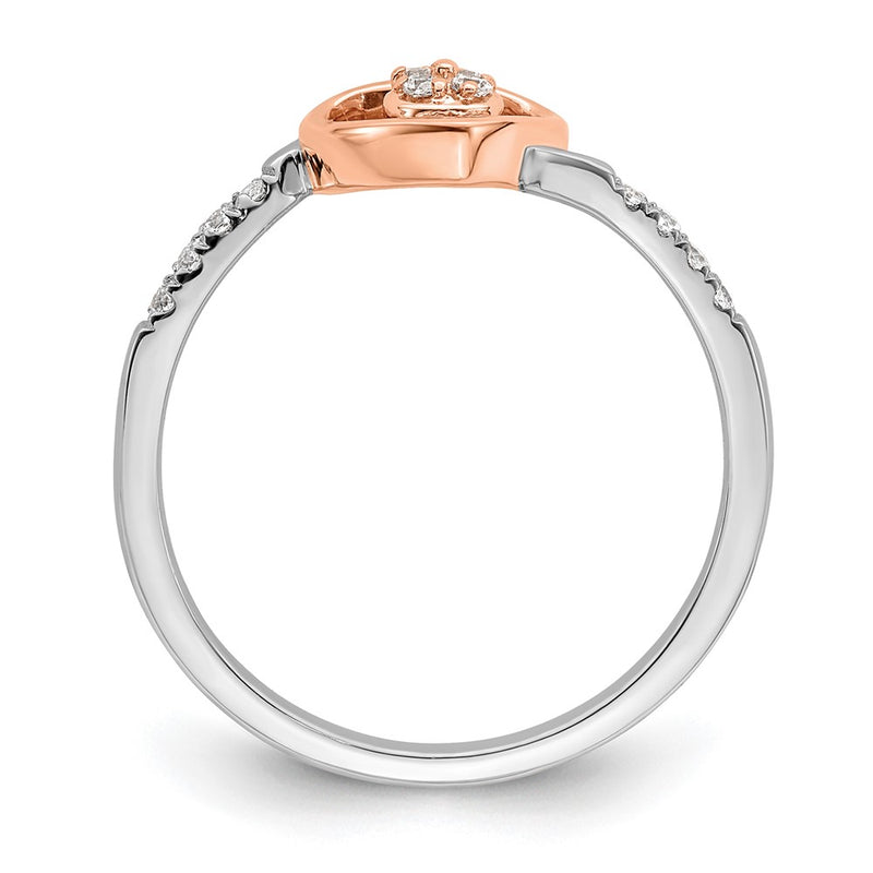 14K White/Rose Gold First Promise White And Rose Heart Cluster 1/10 Carat Diamond Complete Promise/Engagement Ring