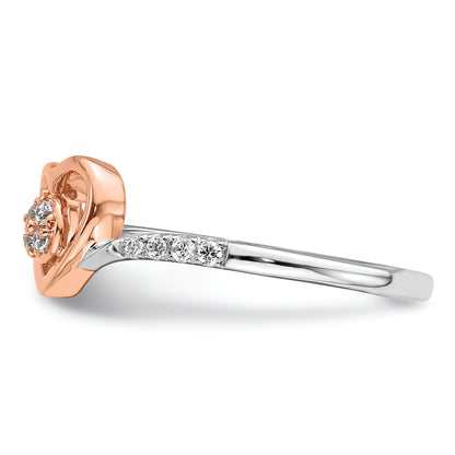 14K White/Rose Gold First Promise White And Rose Heart Cluster 1/10 Carat Diamond Complete Promise/Engagement Ring