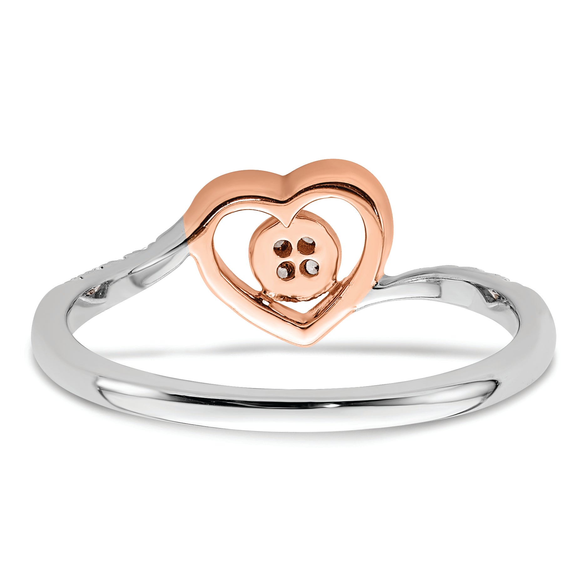 14K White/Rose Gold First Promise White And Rose Heart Cluster 1/10 Carat Diamond Complete Promise/Engagement Ring
