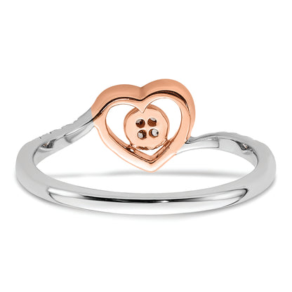 14K White/Rose Gold First Promise White And Rose Heart Cluster 1/10 Carat Diamond Complete Promise/Engagement Ring