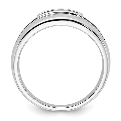 14K White Gold 1/4 Carat And Black Diamond Complete Men'S Ring