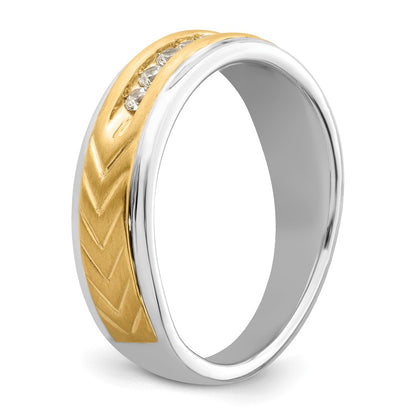 14K Two Tone 5 Stone 1/6 Carat Diamond Complete Men'S Channel Band