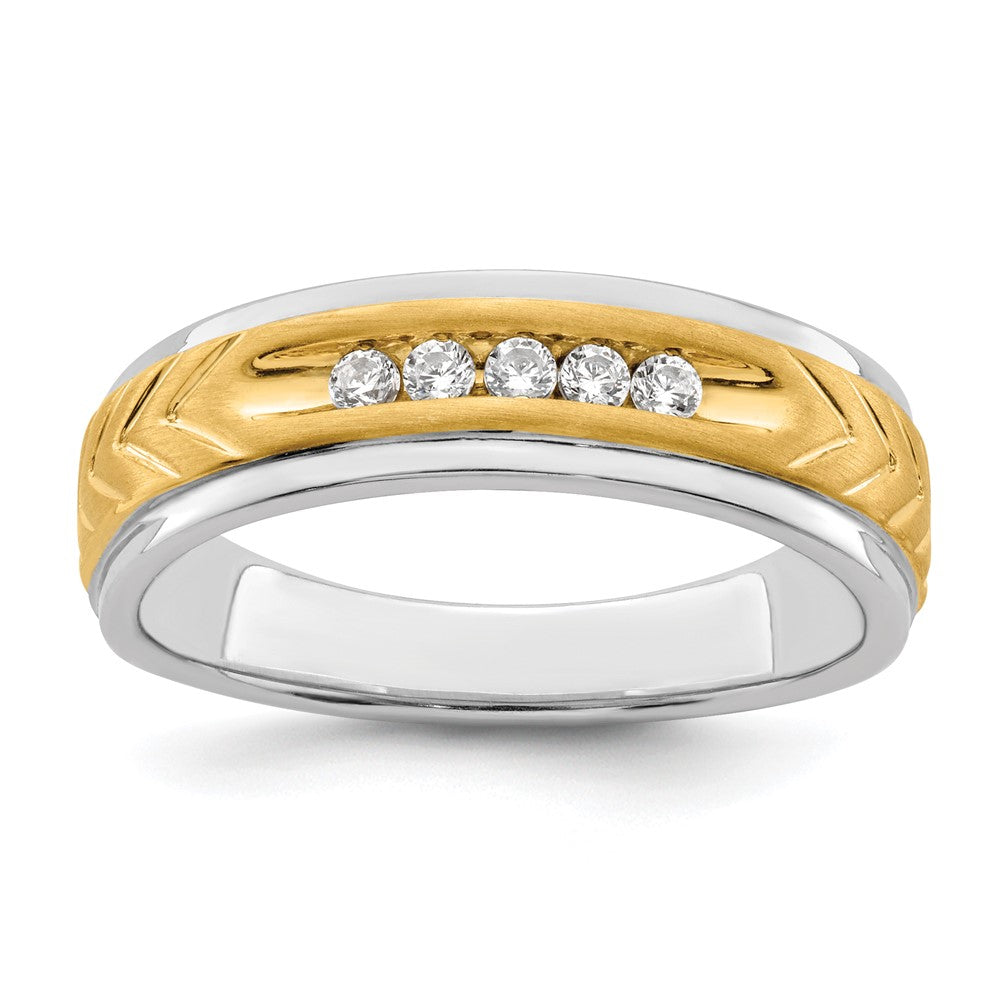 14K Two Tone 5 Stone 1/6 Carat Diamond Complete Men'S Channel Band