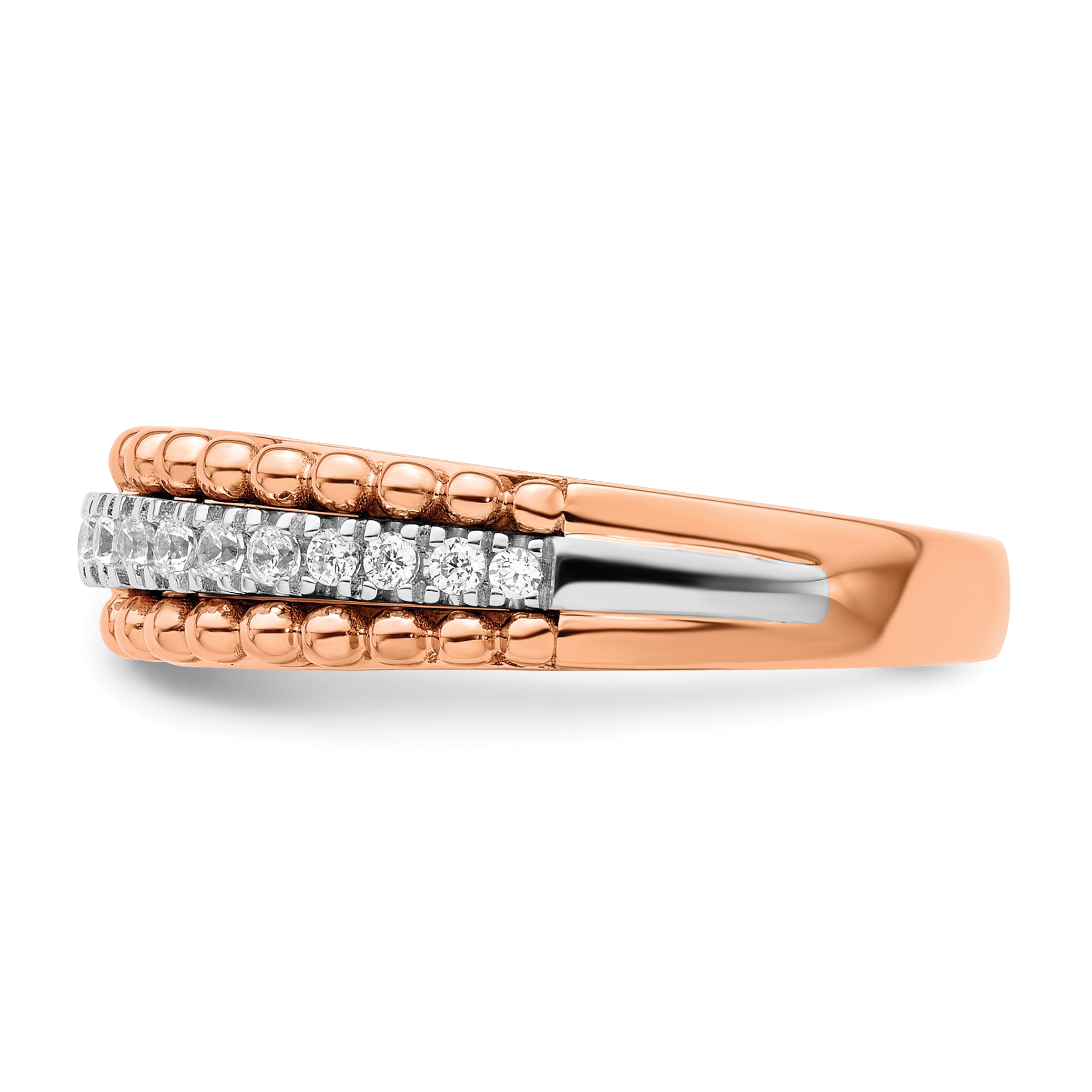 14k Two-tone Two Tone Rose and White Gold 1/4 Ct. Lab Grown Diamond VS/SI+ G+ Band Ring