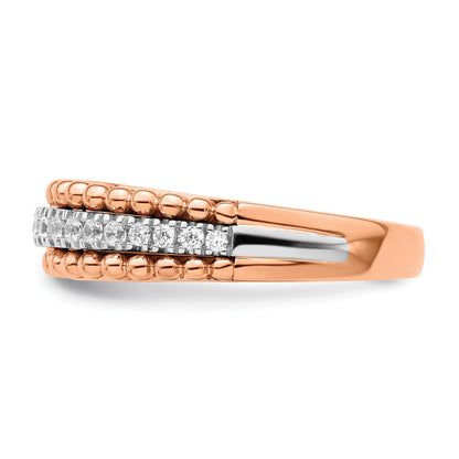 14k Two-tone Two Tone Rose and White Gold 1/4 Ct. Lab Grown Diamond VS/SI+ G+ Band Ring