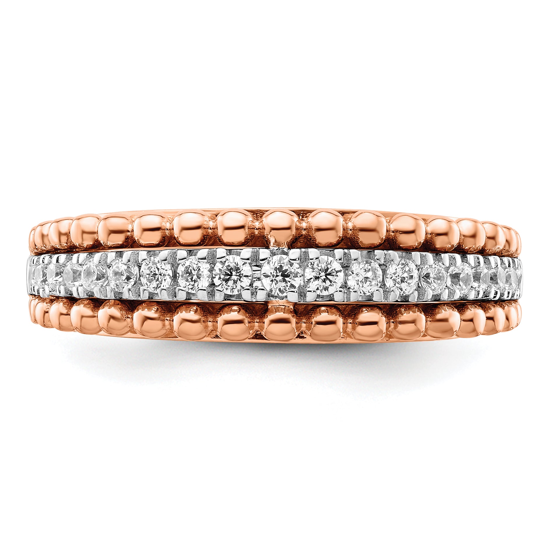 14k Two-tone Two Tone Rose and White Gold 1/4 Ct. Lab Grown Diamond VS/SI+ G+ Band Ring