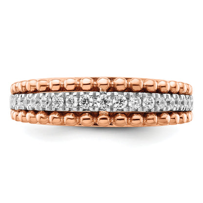 14k Two-tone Two Tone Rose and White Gold 1/4 Ct. Lab Grown Diamond VS/SI+ G+ Band Ring