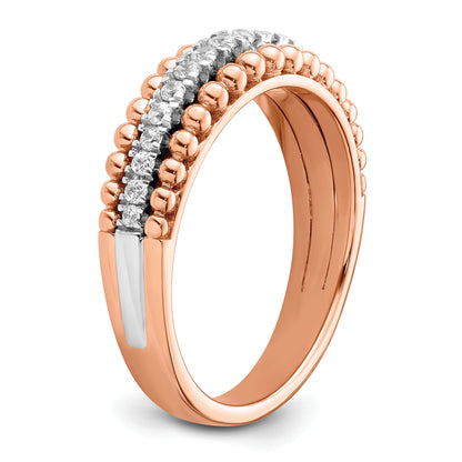 14k Two-tone Two Tone Rose and White Gold 1/4 Ct. Lab Grown Diamond VS/SI+ G+ Band Ring