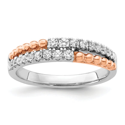 14k Two-tone Two Tone Rose and White Gold 1/3 Ct. Lab Grown Diamond VS/SI+ G+ Band Ring