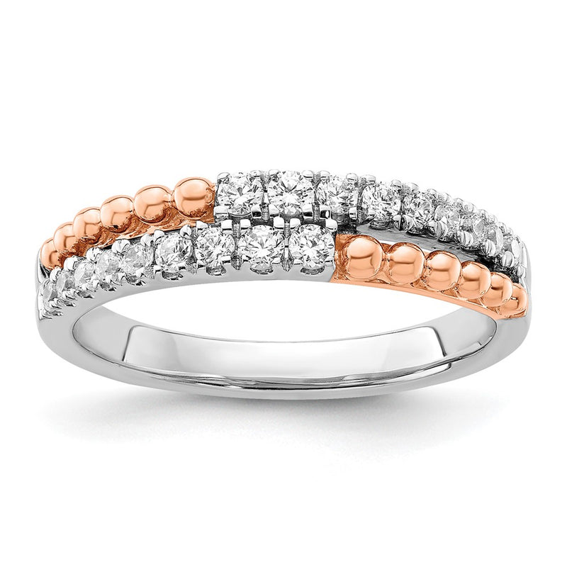 14k Two-tone Two Tone Rose and White Gold 1/3 Ct. Lab Grown Diamond VS/SI+ G+ Band Ring
