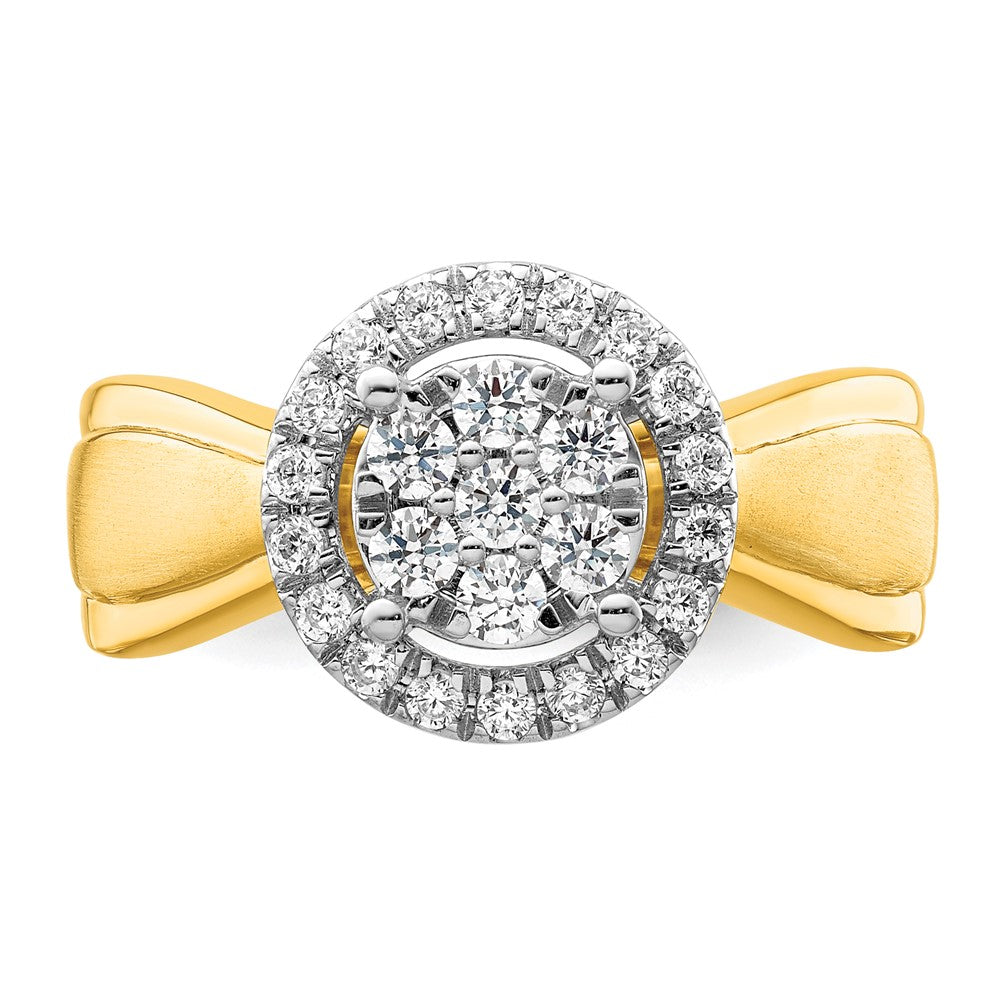 14k Two-tone Two Tone 1/2 Ct. Lab Grown Diamond VS/SI+ G+ Complete Cluster Engagement Ring