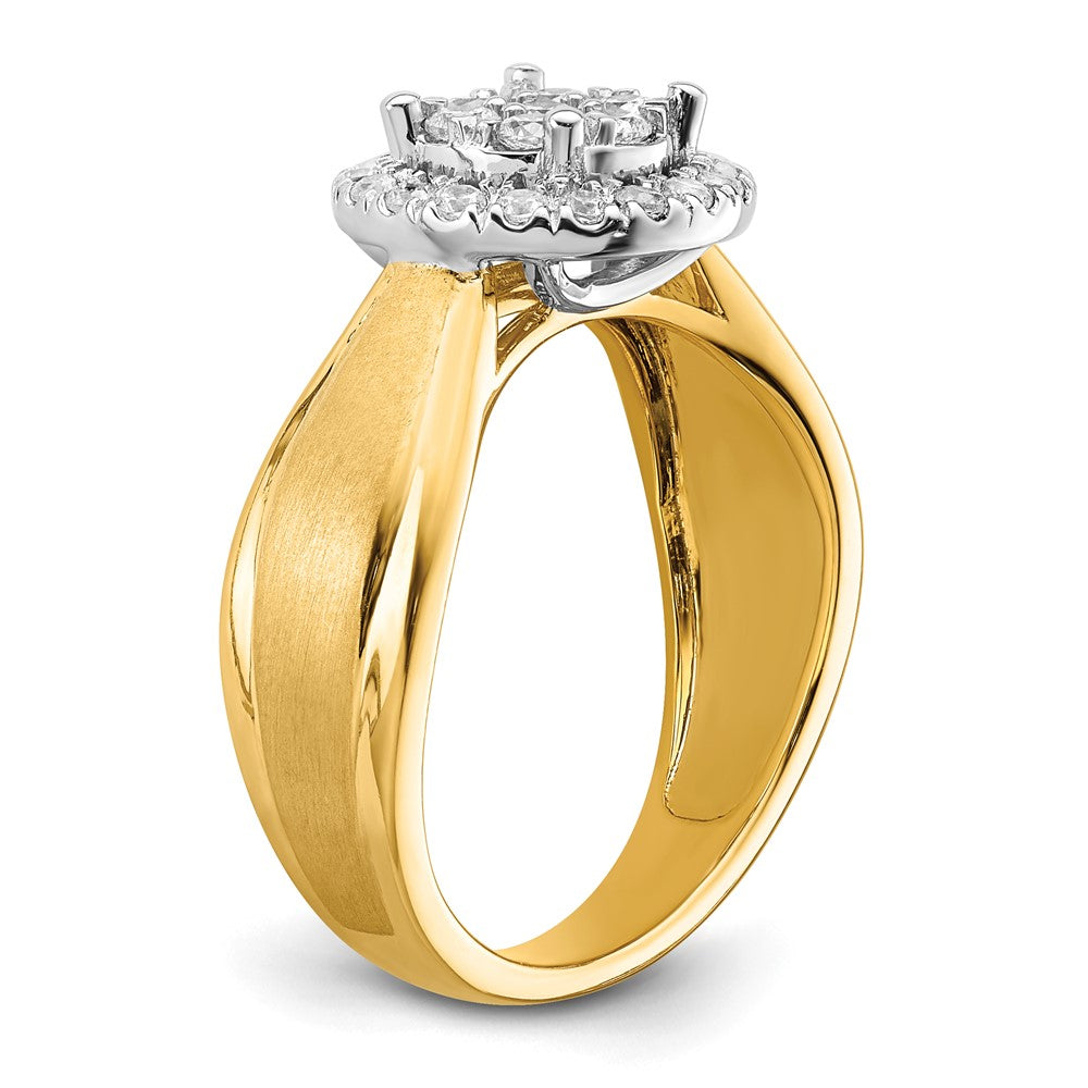 14k Two-tone Two Tone 1/2 Ct. Lab Grown Diamond VS/SI+ G+ Complete Cluster Engagement Ring