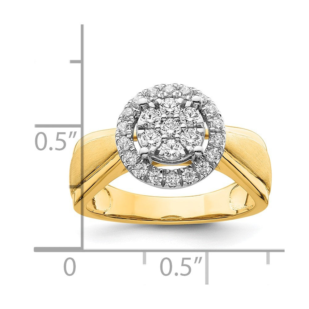 14k Two-tone Two Tone 1/2 Ct. Lab Grown Diamond VS/SI+ G+ Complete Cluster Engagement Ring
