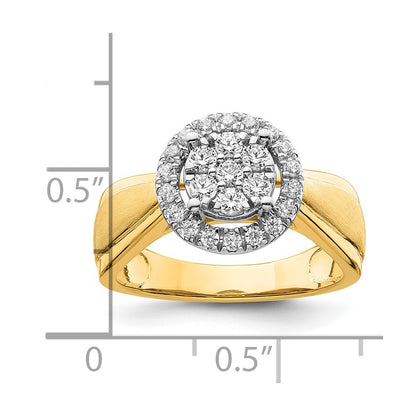 14k Two-tone Two Tone 1/2 Ct. Lab Grown Diamond VS/SI+ G+ Complete Cluster Engagement Ring