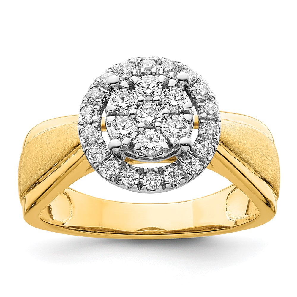 14k Two-tone Two Tone 1/2 Ct. Lab Grown Diamond VS/SI+ G+ Complete Cluster Engagement Ring