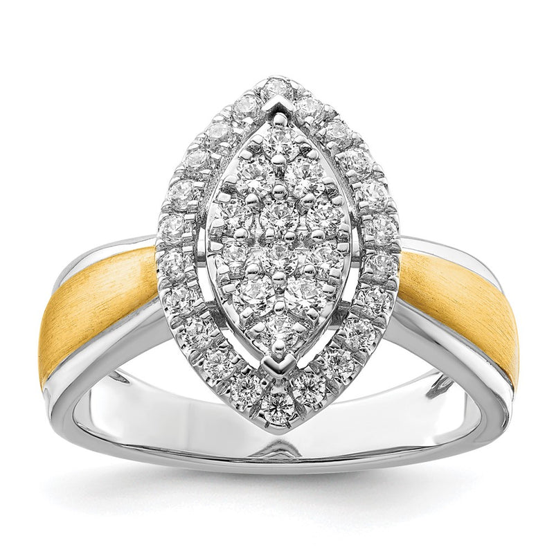 14k Two-tone Two Tone 1/2 Ct. Lab Grown Diamond VS/SI+ G+ Cluster Engagement Ring