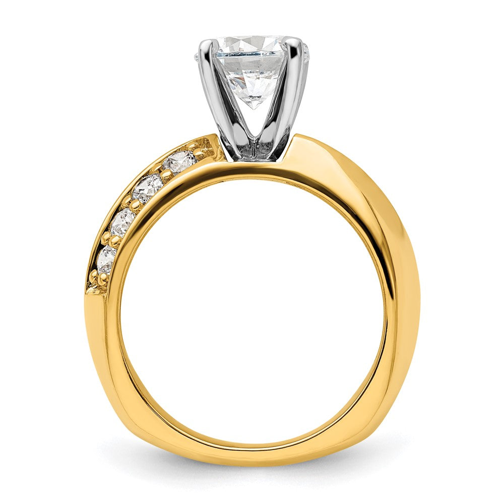 14k Yellow Gold White 1/2 Ct. Lab Grown Diamond VS/SI+ G+ 1 1/2 Ct. center Round Semi Mount Engagement Ring